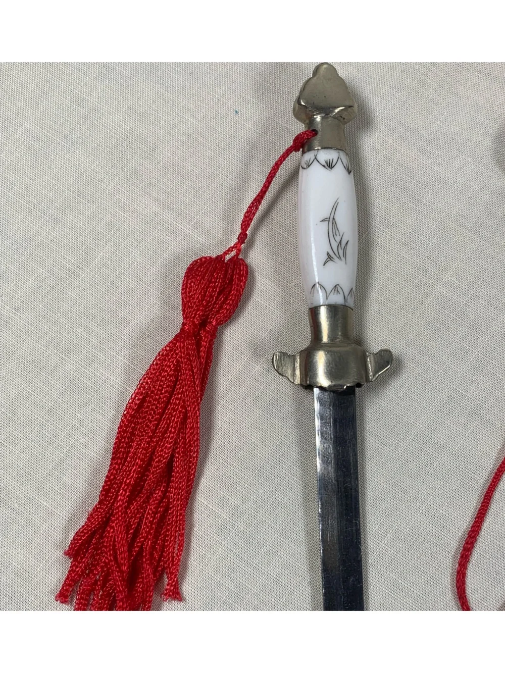 Vintage Chinese Sword Letter Opener Sheath Tassels